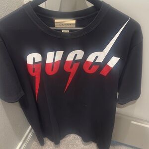 Gucci Black Tee with Red and White Graphic